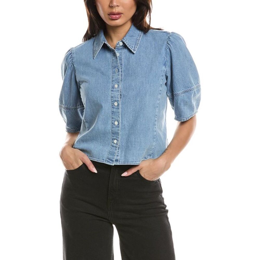 Frame Denim Womens  The Lantern Blouse, Blue